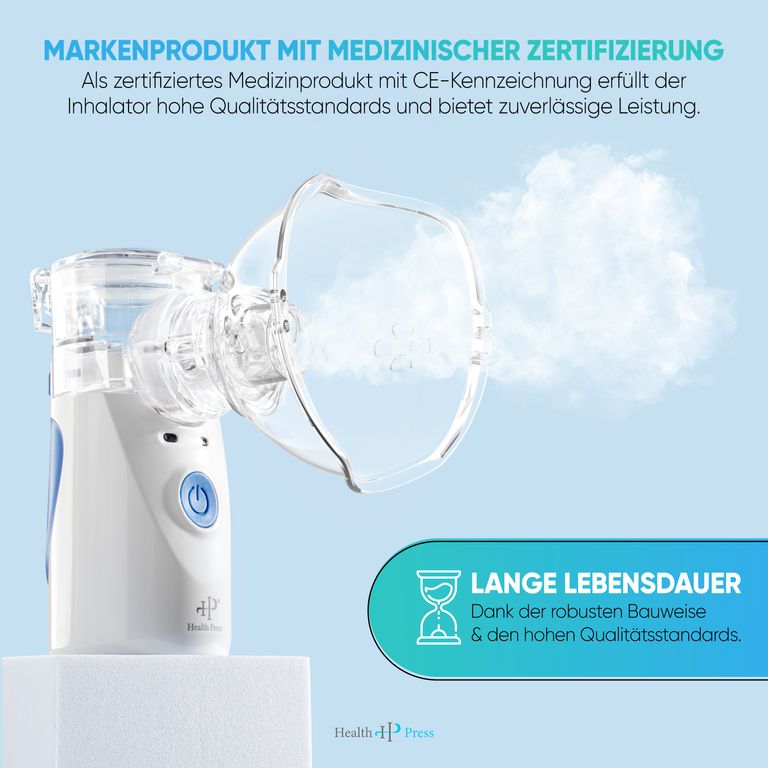 shopapotheke Health Press® Inhalationsgerät – Tragbarer Reisetauglicher Inhalator für Erwachsene & Kinder Weihnachtsangebot
