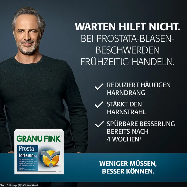 shopapotheke GRANU FINK® Prosta forte 500 mg - Jetzt 10% mit dem Code perrigo10 sparen* Muttertagsangebot