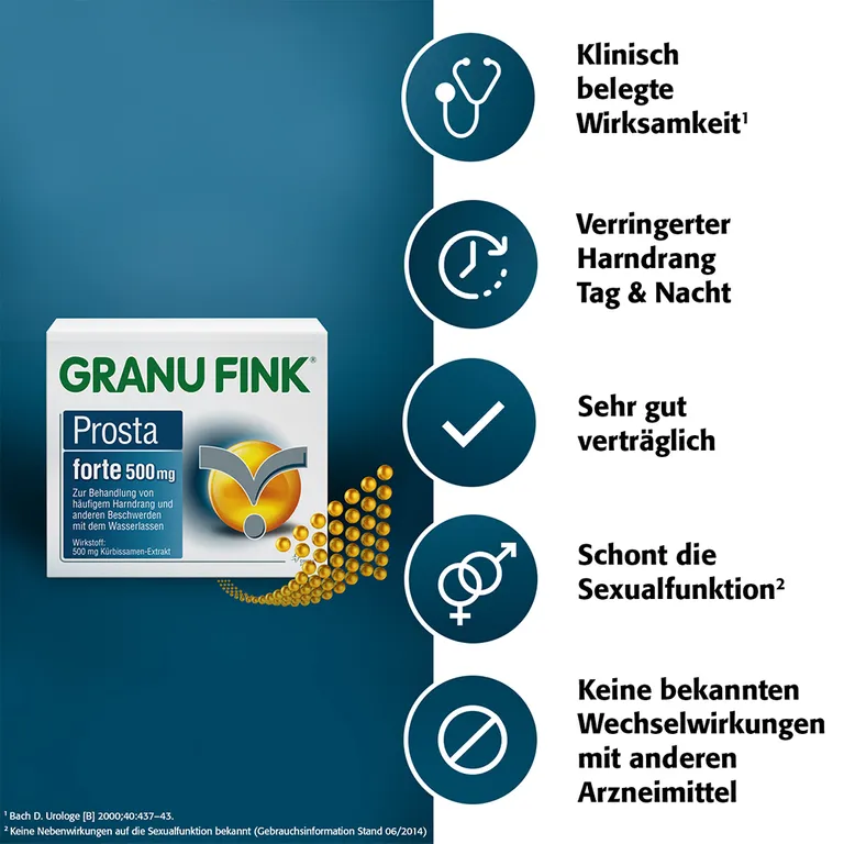 shopapotheke GRANU FINK® Prosta forte 500 mg - Jetzt 10% mit dem Code perrigo10 sparen* Muttertagsangebot