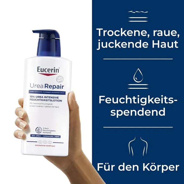 shopapotheke Eucerin® UreaRepair 10% Urea Intensive Feuchtigkeitslotion – Körperlotion für sehr trockene bis extrem trockene Haut - Jetzt 20% sparen mit Code "eucerin20" + Eucerin AtopiControl Hydro-Lotion 20ml GRATIS Super Sparpreis