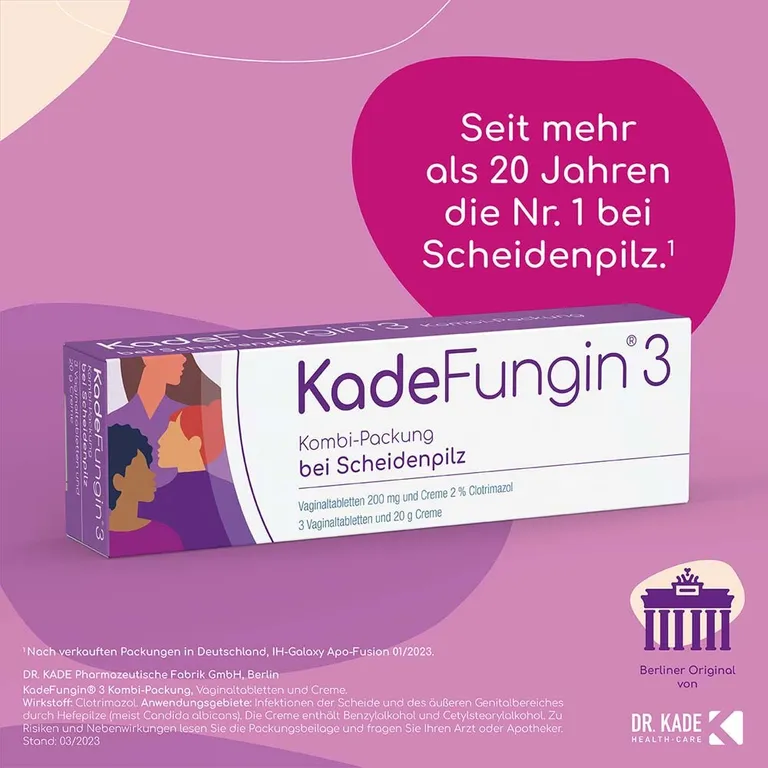 shopapotheke KadeFungin 3 Kombi-Packung - Vaginaltabletten und -creme zur Behandlung von Scheidenpilz in 3 Tagen Valentinstagsangebot