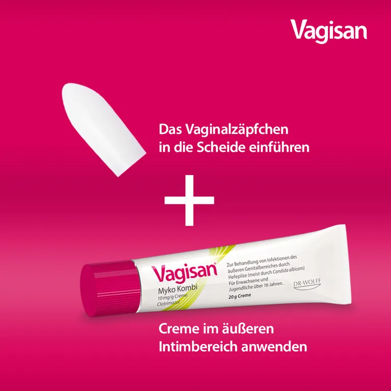 shopapotheke Vagisan Myko Kombi 3 Tage: Vaginalzäpfchen und Creme zur Behandlung von Scheidenpilz Heißer Verkauf