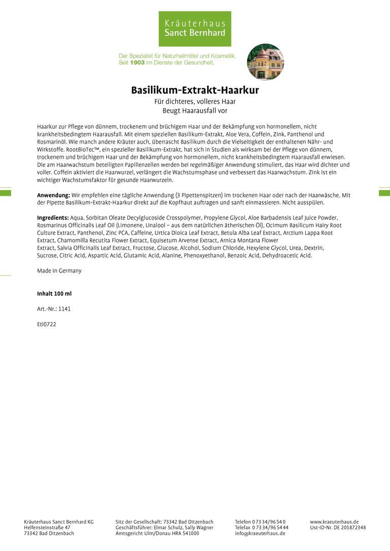 shopapotheke Sanct Bernhard Basilikum-Extrakt-Haarkur Blitzverkäufe