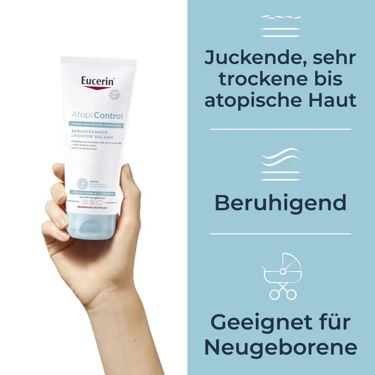 shopapotheke Eucerin® AtopiControl Beruhigender Leichter Balsam – Basispflege für Neurodermitis und sehr trockene Haut - Jetzt 20% sparen mit Code "eucerin20" + Eucerin AtopiControl Hydro-Lotion 20ml GRATIS Sonderangebot