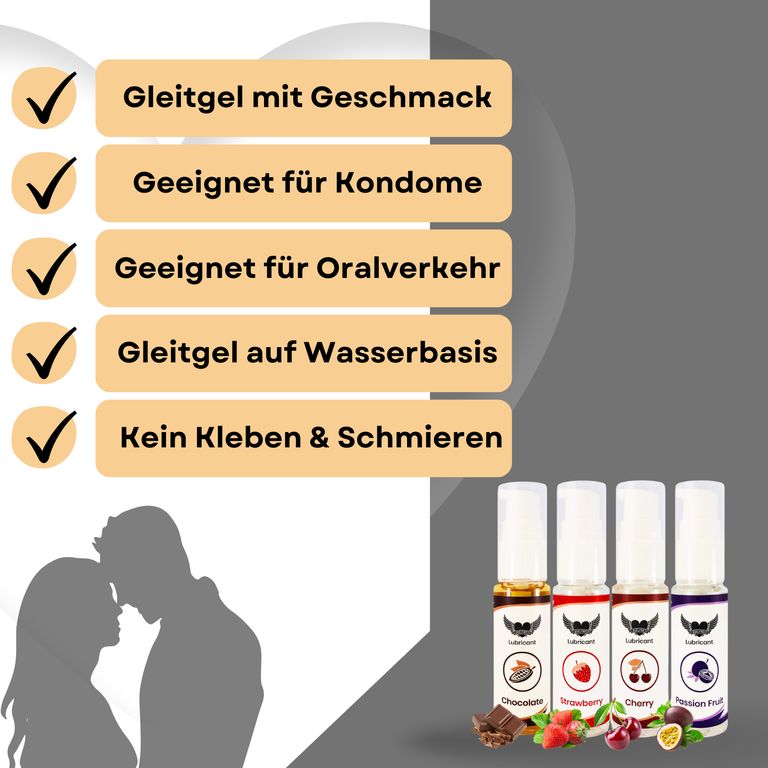 shopapotheke Lovelyness - Gleitgel mit Geschmack Erdbeere Kirsche Schokolade Passionsfrucht im Set 120ml Online Shopping