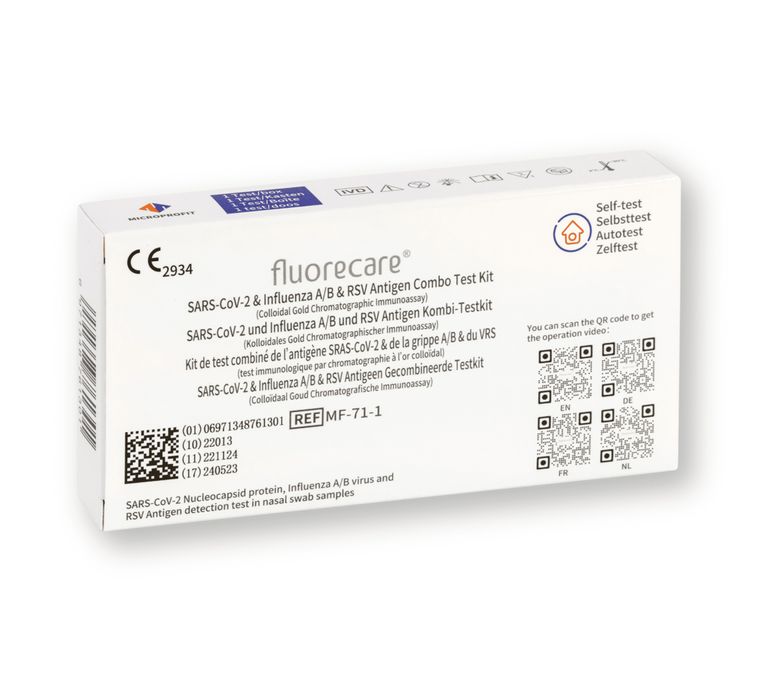 shopapotheke Fluorecare Kombitest SARS-CoV-2 & Influenza A/B & RSV + Gratis BLT Desinfektionsmittel im Angebot