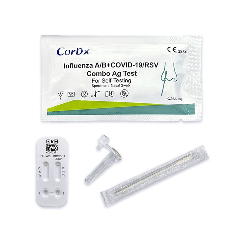 shopapotheke 4 in 1 CorDx Kombi + Influenza A + B RSV Viren + Corona COVID-19 Schnelltest + BLT Desinfektionsgel Blitzverkäufe