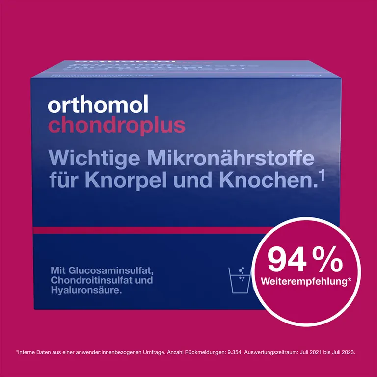 shopapotheke Orthomol chondroplus - Nährstoffe für Knorpel und Knochen - mit Glucosamin- Chondroitinsulfat und Hyaluronsäure - Granulat/Kapseln Saisonschlussverkauf