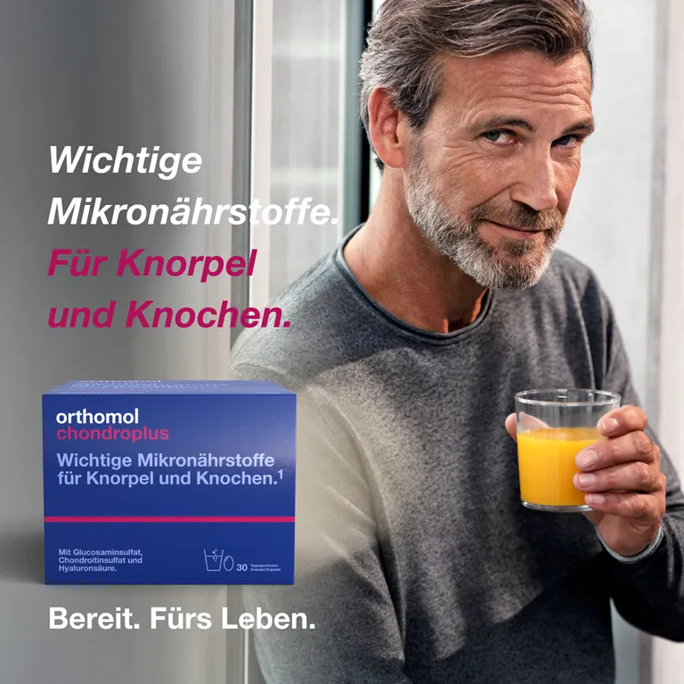 shopapotheke Orthomol chondroplus - Nährstoffe für Knorpel und Knochen - mit Glucosamin- Chondroitinsulfat und Hyaluronsäure - Granulat/Kapseln Saisonschlussverkauf