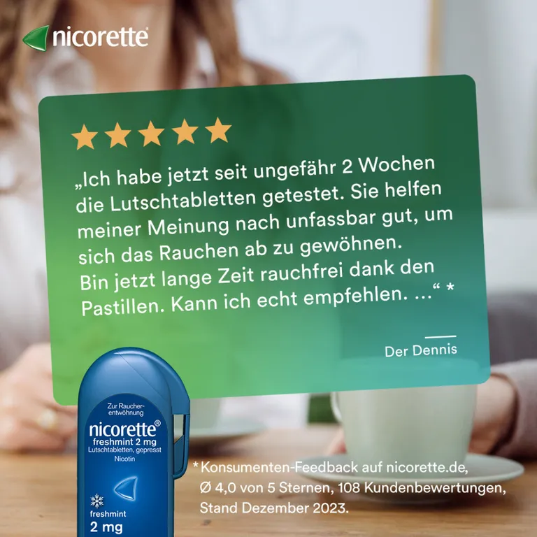 shopapotheke nicorette Lutschtablette freshmint 2 mg Nikotin zum Rauchen aufhören Begrenzt auf 3 Tage