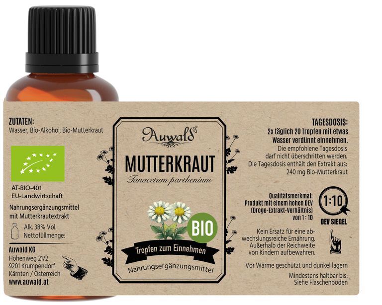 shopapotheke Auwald - Mutterkraut Tinktur (Extrakt Tropfen Auszug) 50% Rabatt für begrenzte Zeit