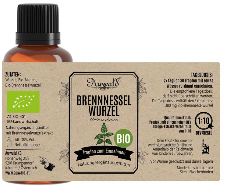 shopapotheke Auwald - Brennnesselwurzel Tinktur (Extrakt Tropfen Auszug) Fabrikverkauf