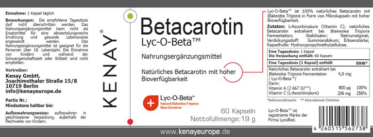 shopapotheke Betacarotin Lyc-O-Beta™ KENAY® Fabrikpreis