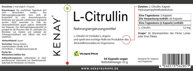 shopapotheke L-Citrullin Aminosäure KENAY® Saisonschlussverkauf