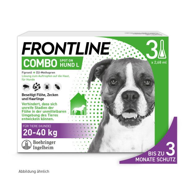 bodyguardapotheke FRONTLINE COMBO gegen Zecken Flöhe (Flöhe Eier Larven Puppen) für Hunde L Jubiläumsangebot