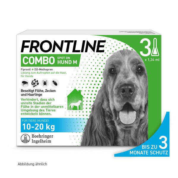 bodyguardapotheke FRONTLINE COMBO gegen Zecken Flöhe (Flöhe Eier Larven Puppen) für Hunde M Lagerräumung