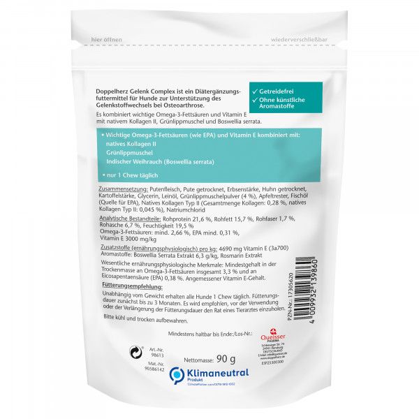 bodyguardapotheke DOPPELHERZ für Tiere Gelenk Complex Chews f.Hunde Blitzangebot