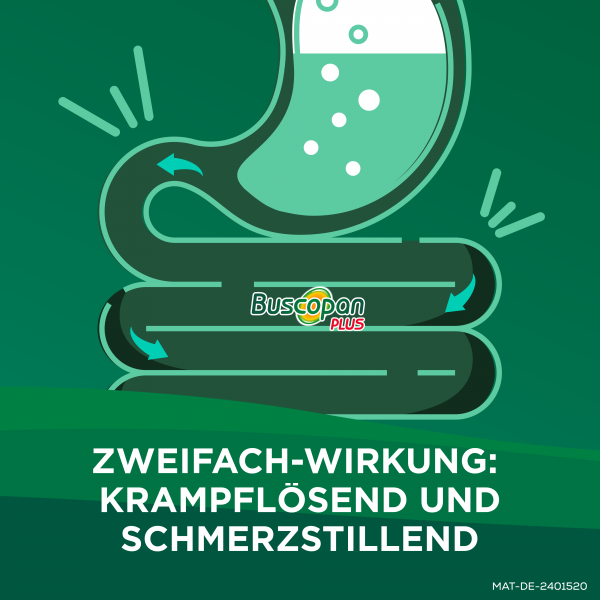 bodyguardapotheke BUSCOPAN plus Filmtabletten mit Paracetamol bei stärkeren Schmerzen und Krämpfen im Bauchbereich JETZT KAUFEN