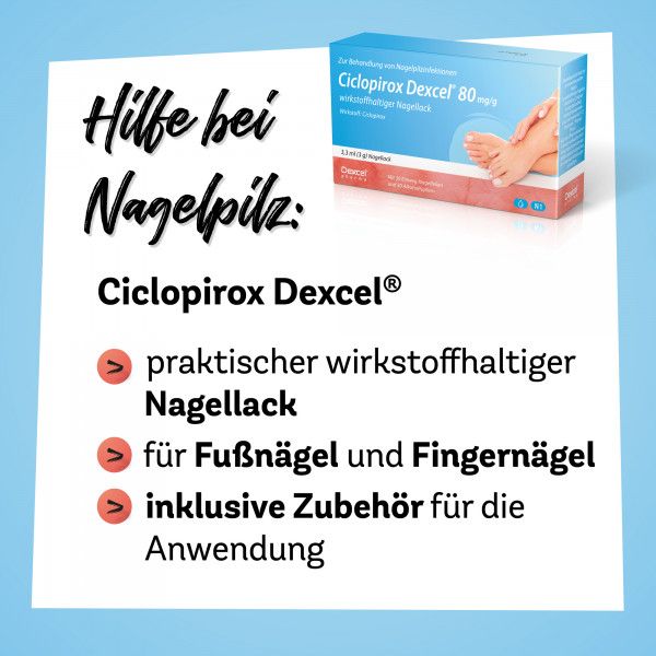 bodyguardapotheke CICLOPIROX Dexcel gegen Nagelpilz 80 mg/g wirkstoffhaltiger Nagellack Letzter Tag