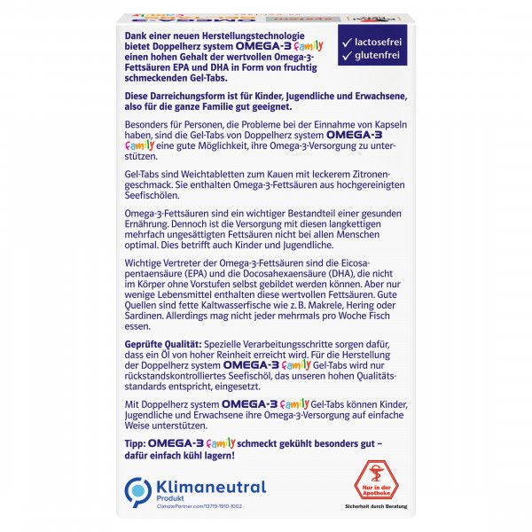 bodyguardapotheke DOPPELHERZ Omega-3 Gel-Tabs family system Auslauf