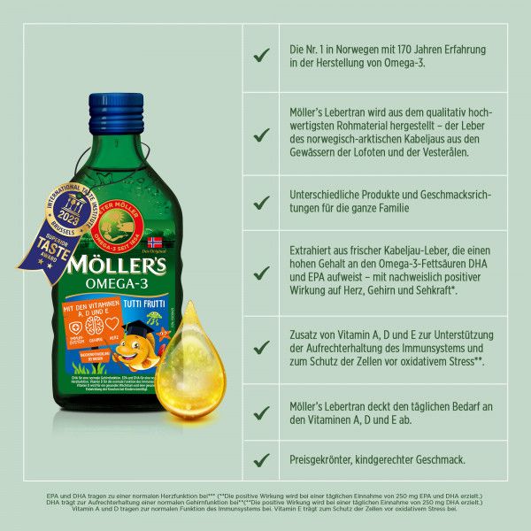 bodyguardapotheke MÖLLER'S Omega-3 Kids Fruchtgeschmack Öl Valentinstagsangebot