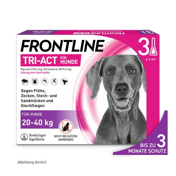bodyguardapotheke FRONTLINE TRI-ACT gegen Zecken Flöhe und fliegende Insekten für Hunde L Räumungsverkauf