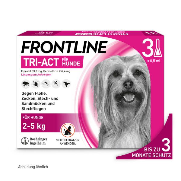 bodyguardapotheke FRONTLINE TRI-ACT gegen Zecken Flöhe und fliegende Insekten für Hunde XS Super Sparpreis