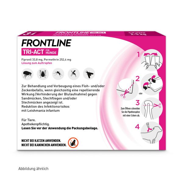 bodyguardapotheke FRONTLINE TRI-ACT gegen Zecken Flöhe und fliegende Insekten für Hunde XS Super Sparpreis