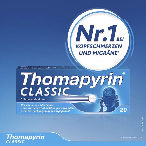 bodyguardapotheke THOMAPYRIN CLASSIC Schmerztabletten bei Kopfschmerzen mit ASS Paracetamol und Coffein Günstiger Verkauf