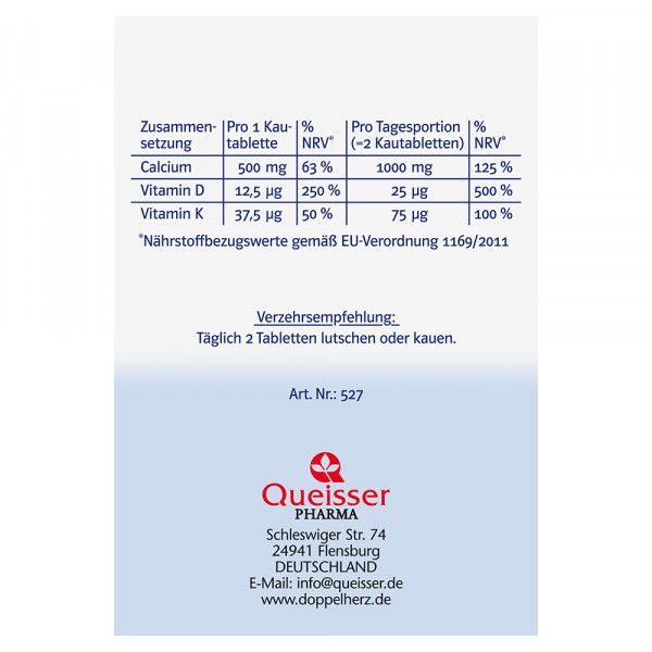 bodyguardapotheke DOPPELHERZ Calcium 1000+D3+K2 system Kautabletten VIP-Rabatte