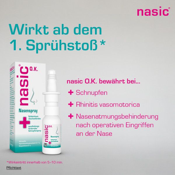 bodyguardapotheke NASIC o.K. Nasenspray ohne Konservierungsstoffe schleimhautabschwellendes & wundheilungsförderndes Schnupfenspray Online Outlet