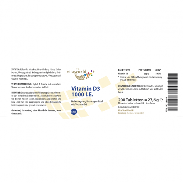 bodyguardapotheke VITAMIN D3 1000 I.E. pro Tag Tabletten Bis zu 60% Rabatt