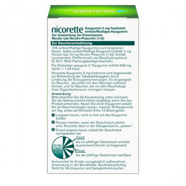 bodyguardapotheke NICORETTE 2 mg freshmint Kaugummi Nur noch ein Tag übrig