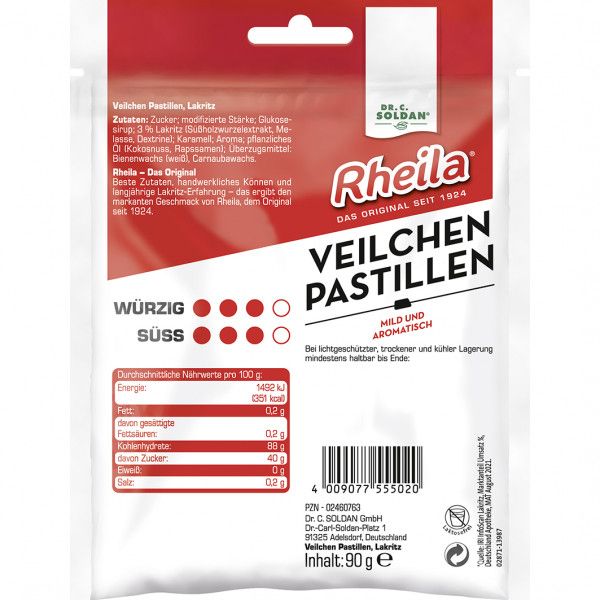bodyguardapotheke RHEILA Veilchen Pastillen mit Zucker Nur noch ein Tag übrig