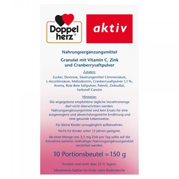 bodyguardapotheke DOPPELHERZ heiße Cranberry m.Vit.C+Zink Granulat Auslauf