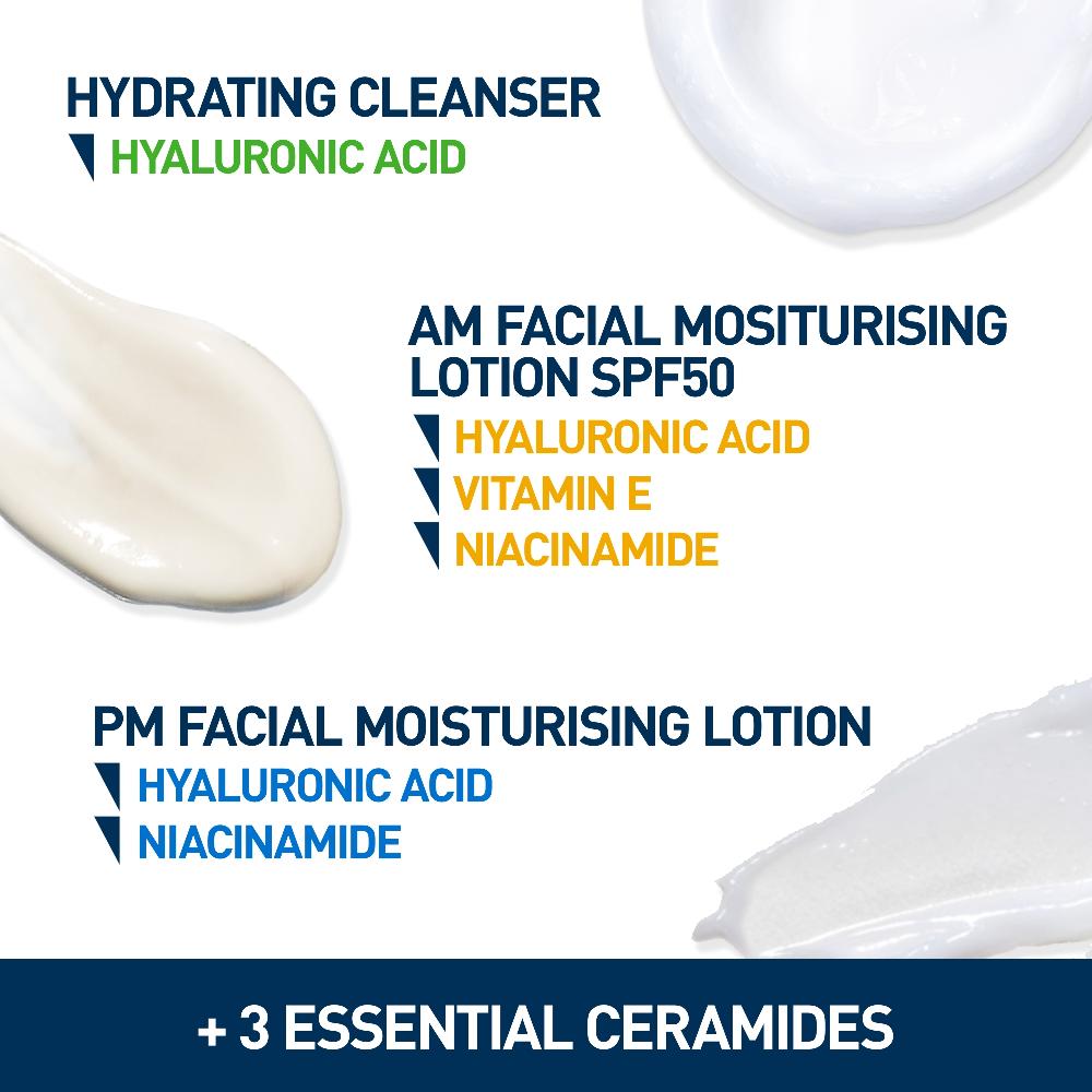 lookfantastic CeraVe Exclusive Skincare Routine Simplified Set for Face Cleansing & Moisturising with Hyaluronic Acid SPF & Niacinamide Saisonschlussverkauf