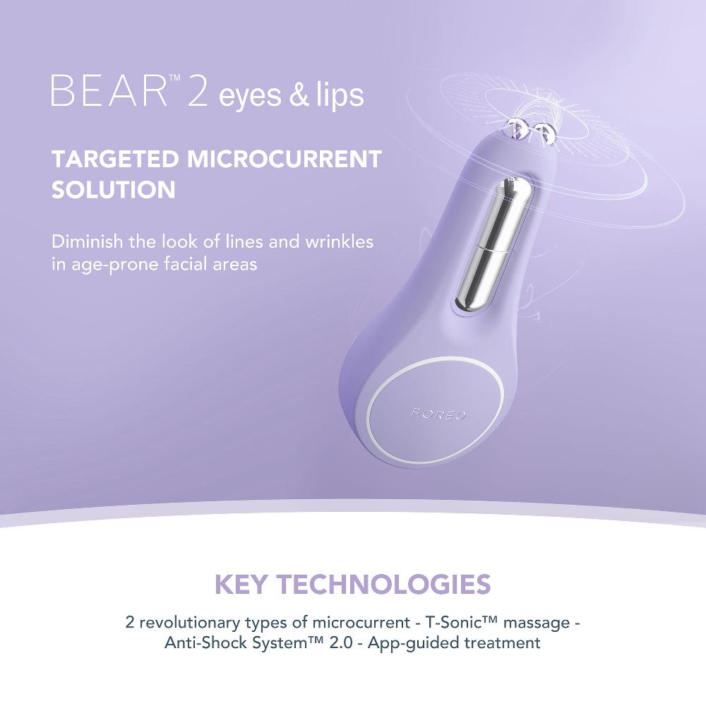 lookfantastic FOREO BEAR 2 Gerät zur Gesichtsstraffung für Augen und Lippen – Lavendel Riesige Ersparnisse