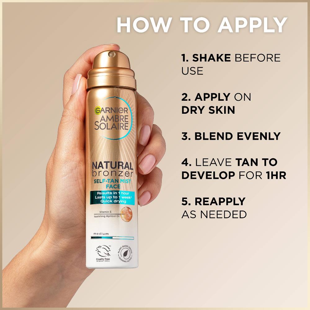 lookfantastic Garnier Ambre Solaire No Streaks Bronzer Face Mist Spray - Original (75ml) Fabrikverkauf