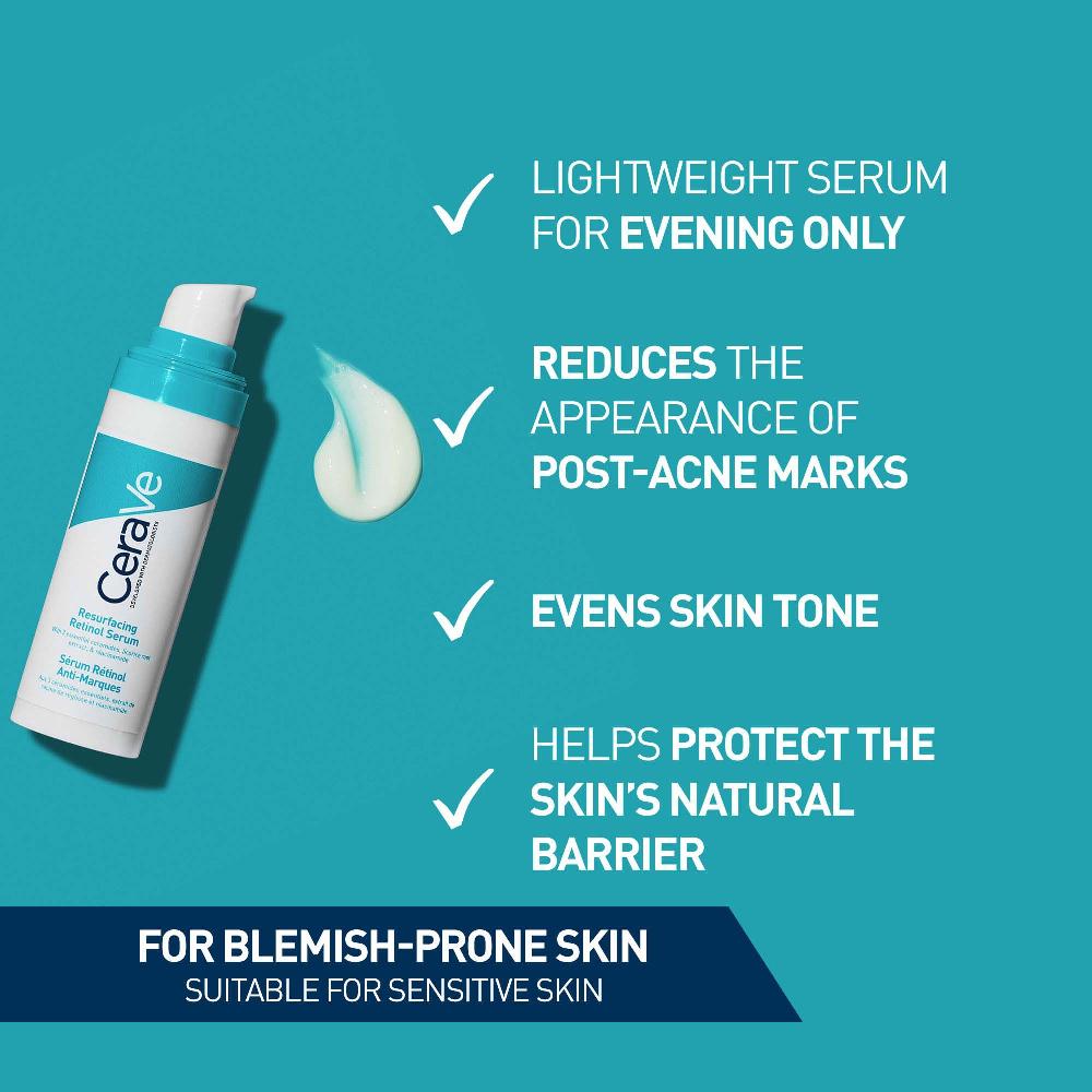 lookfantastic CeraVe Resurfacing Retinol Serum with Ceramides and Niacinamide for Blemish-Prone Skin 30ml Riesige Ersparnisse